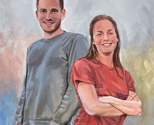 portret schilderij olieverf Thom en Femke