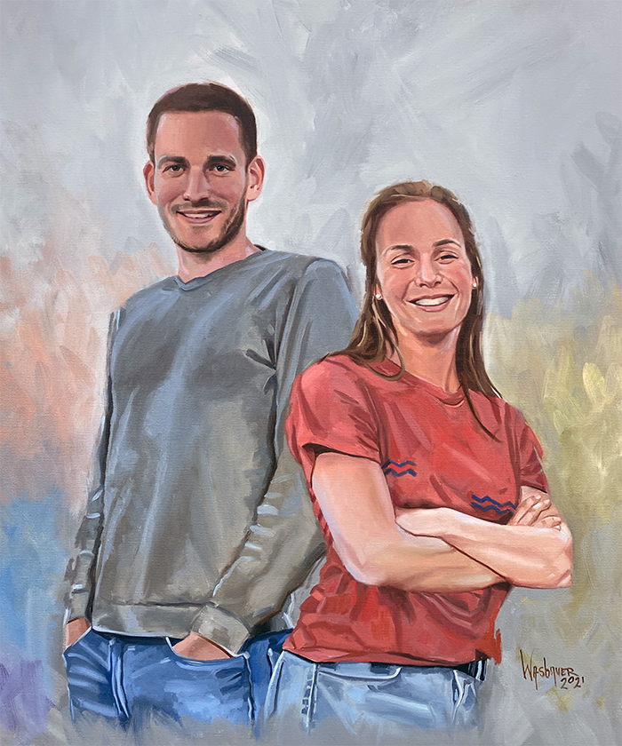 portret schilderij olieverf Thom en Femke